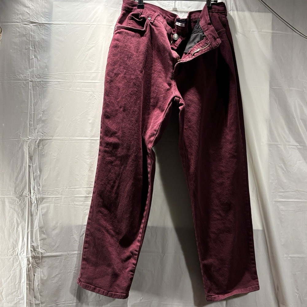 Basic Editions Classic Fit Stretch Jeans Maroon Woman's Size 18